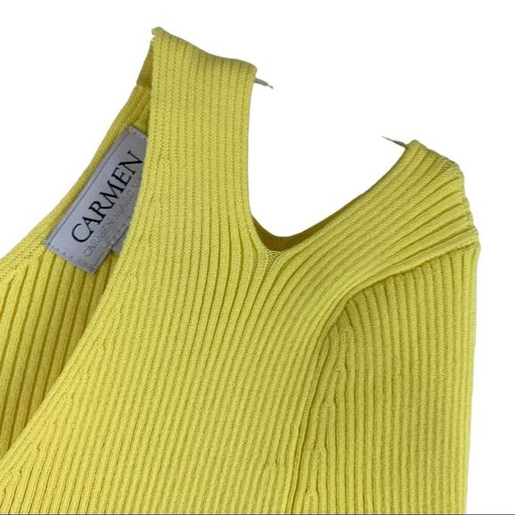 Carmen Marc Valvo Yellow Knit Top XS‎ - Picture 6 of 9